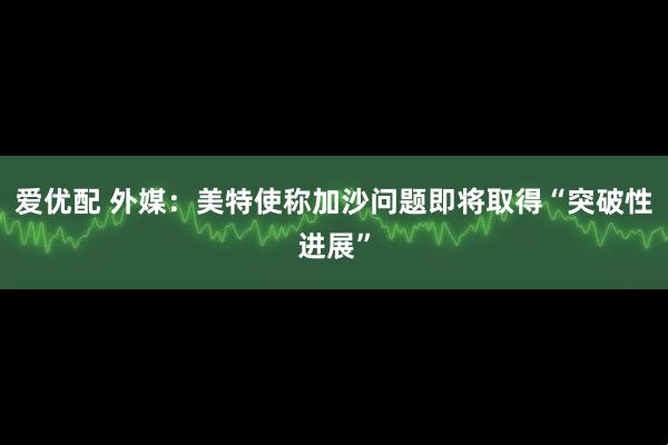 爱优配 外媒：美特使称加沙问题即将取得“突破性进展”