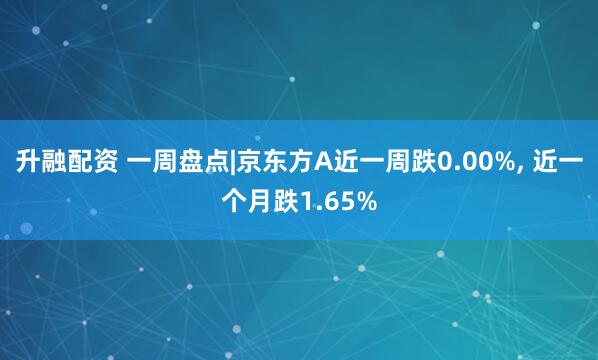 升融配资 一周盘点|京东方A近一周跌0.00%, 近一个月跌1.65%